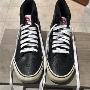 Vans Black Leather High-Top Sneakers